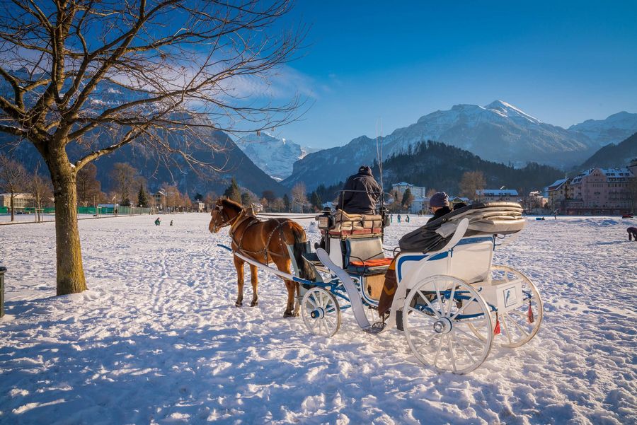 Kutschenfahrt durch Interlaken im Winter