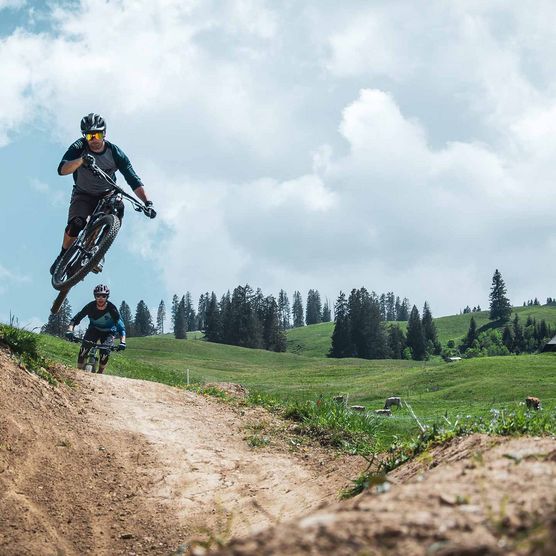 Biker im Downhill Bikepark Wiriehorn